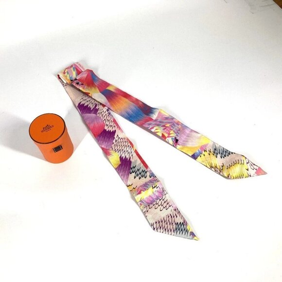 HERMES Twilly Twilly Kyoto Marble Scarf silk Multicolore Unused - Picture 11 of 15